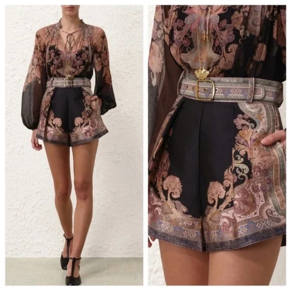 Zimmermann Illustration Black Paisley Women's Shorts - Picture 7 of 11